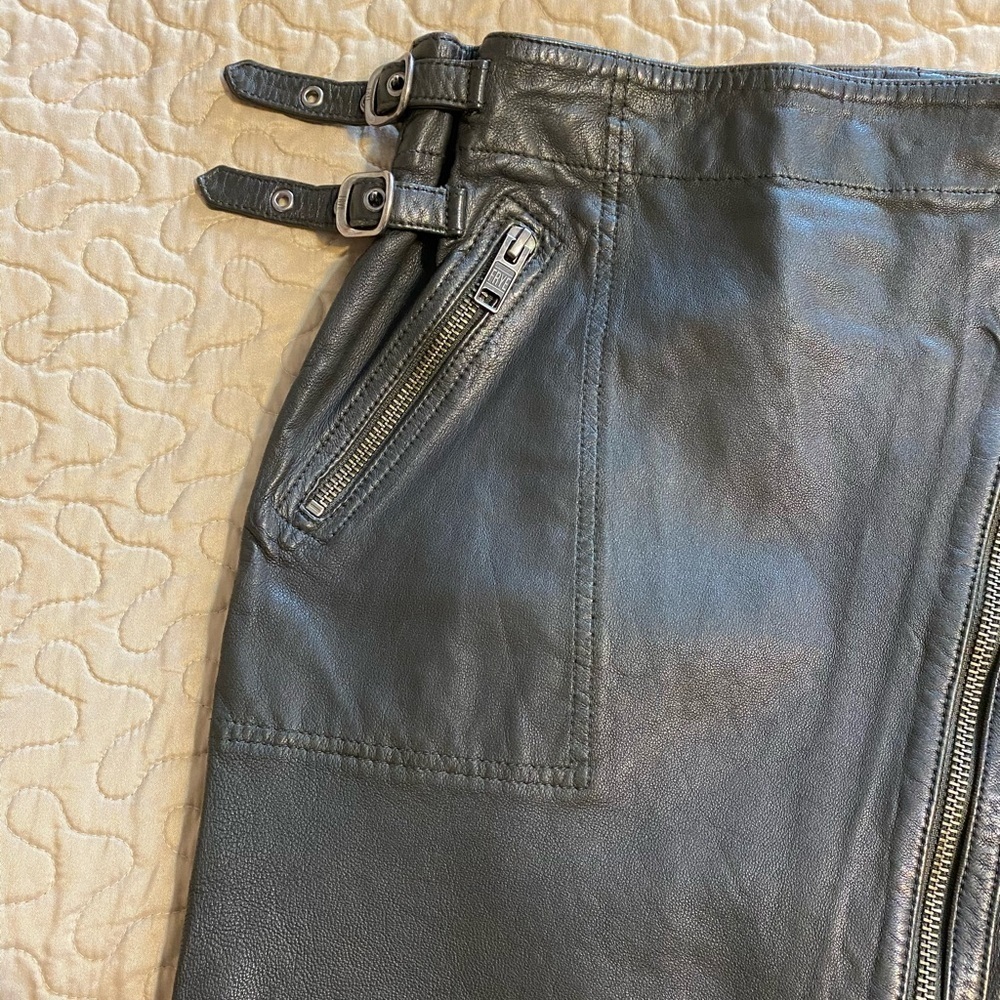 “FRYE” Diya Leather Moto Mini Skirt - Picture 10 of 16